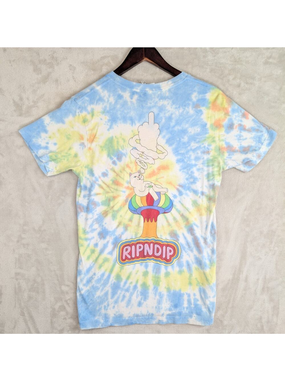 RipNDip Lord Nermal Mushroom Cloud T Shirt Tie Dye Unisex Small Cat Skatercore